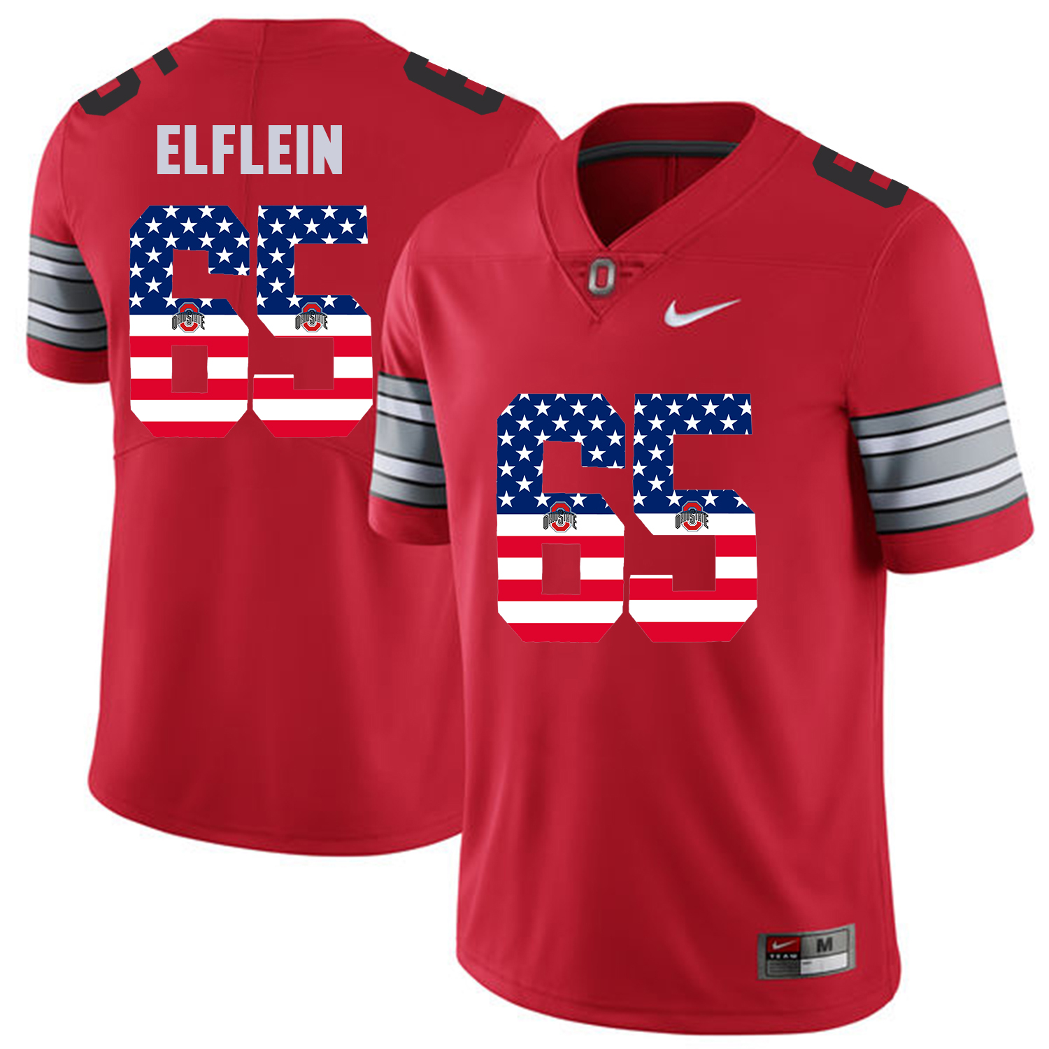 Men Ohio State #65 Elflein Red Flag Customized NCAA Jerseys->customized ncaa jersey->Custom Jersey
